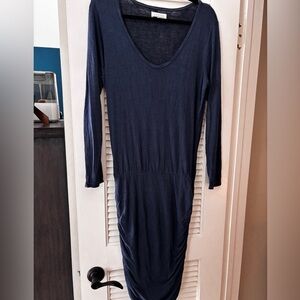 Velvet Elegant Navy Blue Women's Dress